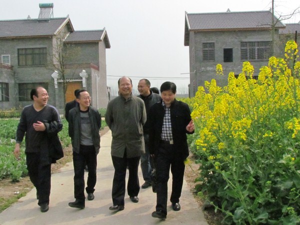 武大绿洲公司考察组与枝江市问安镇政府领导愉快交谈中